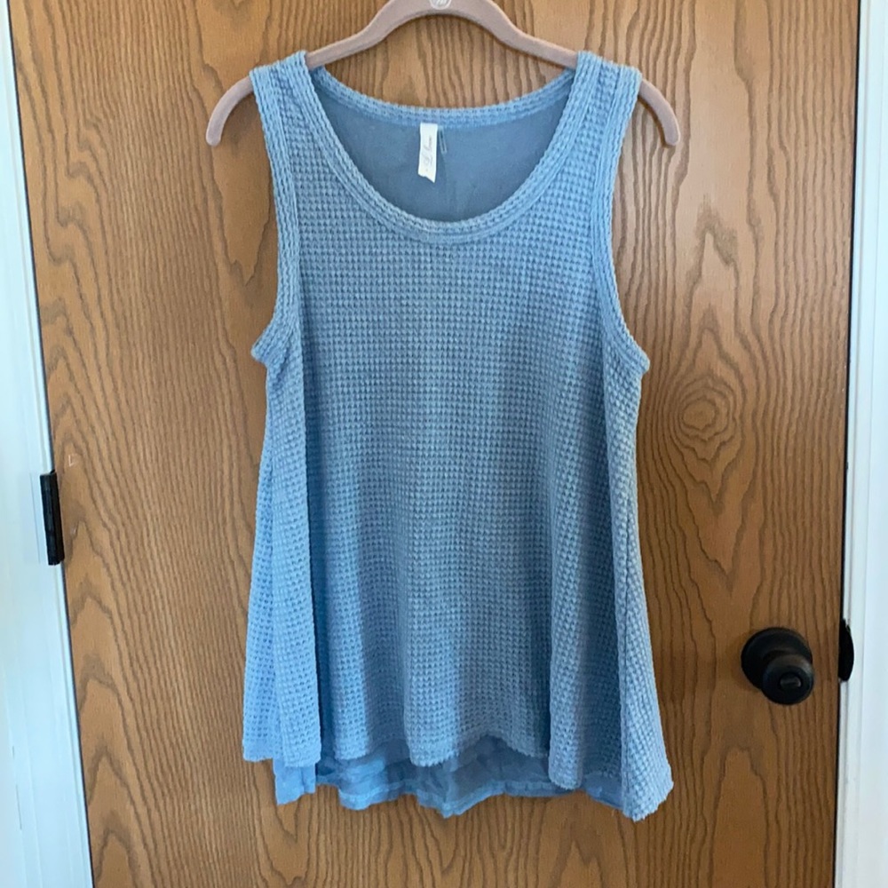 L Love Textured Blue Tank